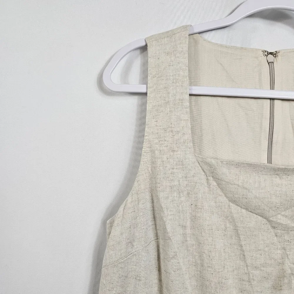 NWOTBanana Republic Factory Linen Blend Square Neck Mini Shift Dress in Flax - M - Picture 4 of 9